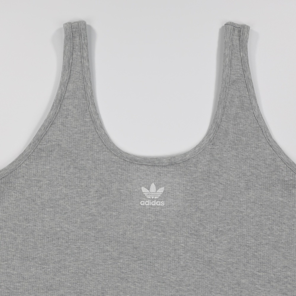 Adidas Originals Ribbed Logo Crop Top Women's Gray Tank Stretch Size XL‎ New - Picture 2 of 8